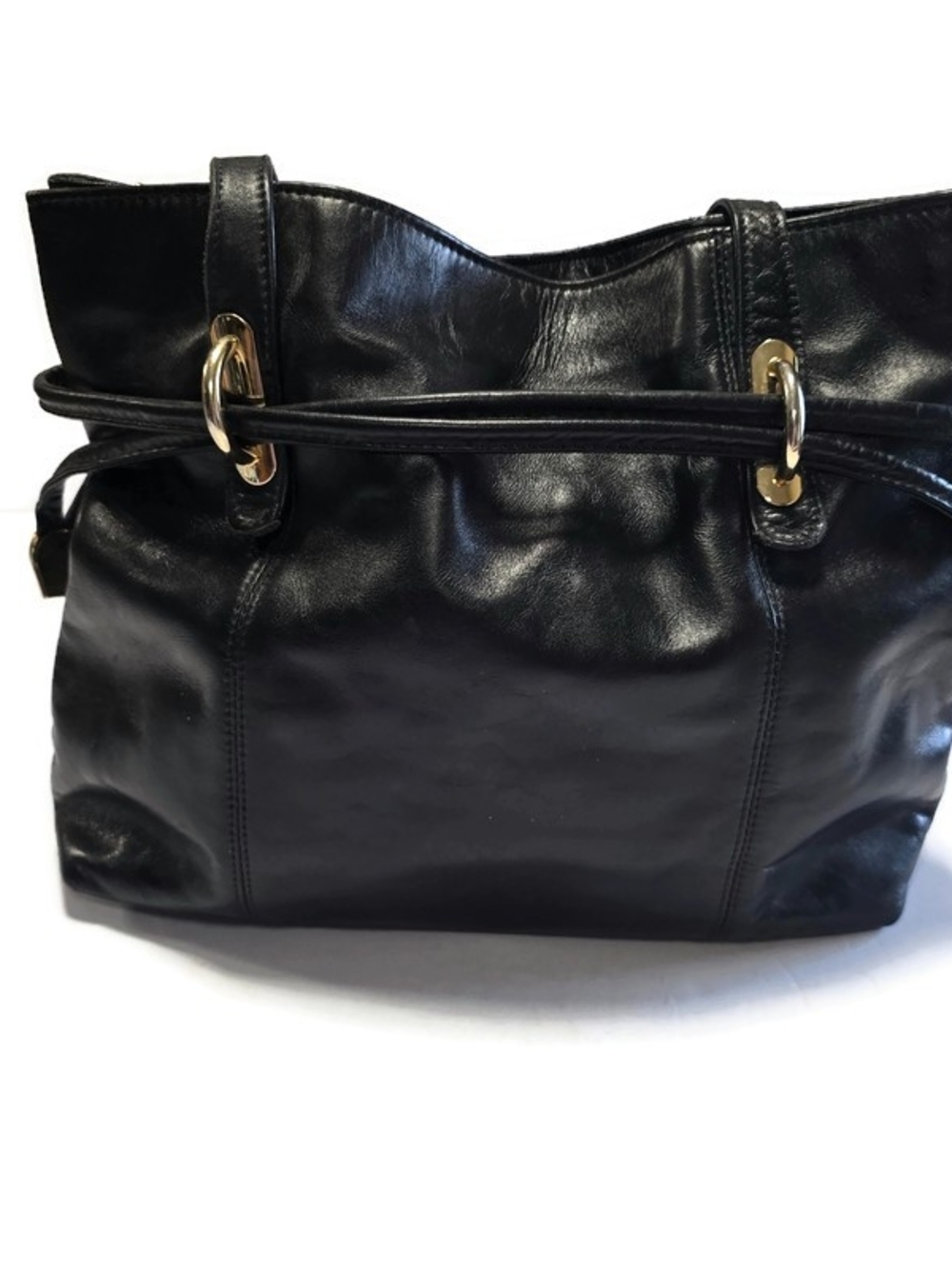 Vintage Letisse Tote Bag Womens Medium Black Leather Heart Accent Shoulder